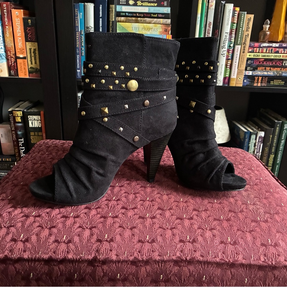 Black Studded Women's Ankle Boots